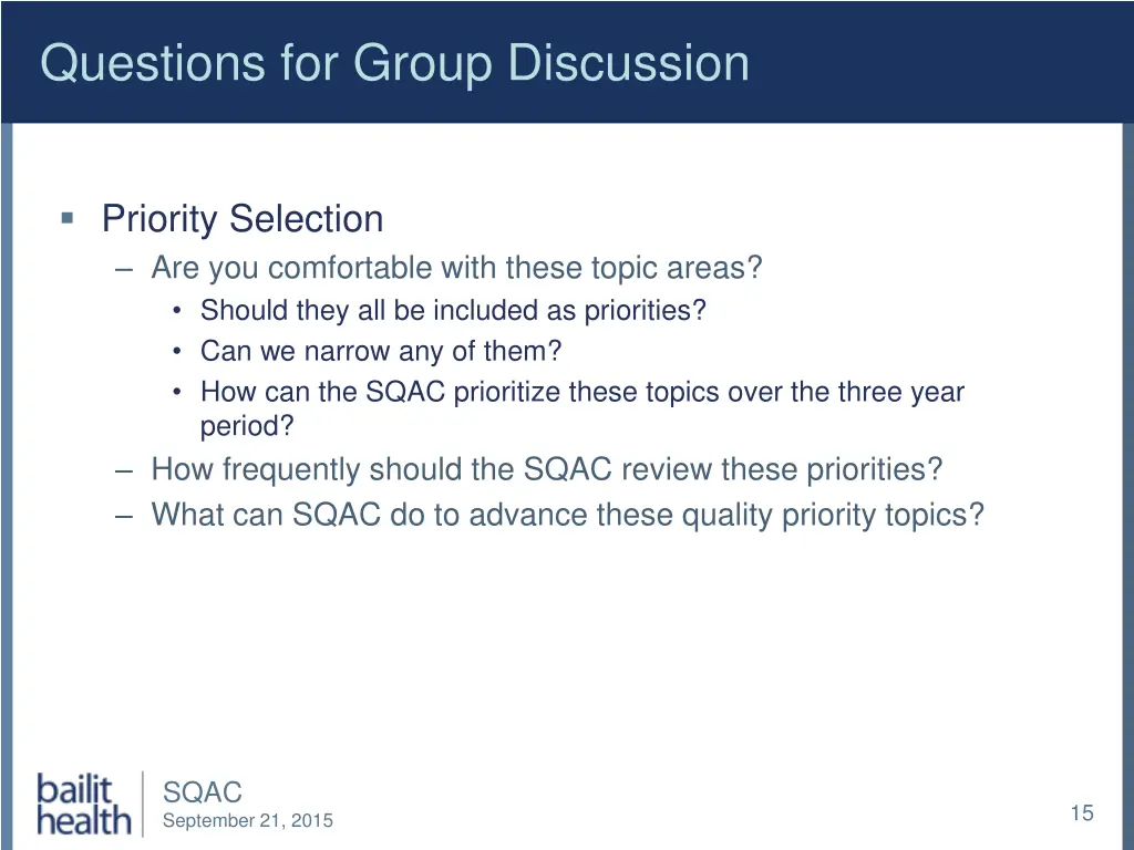 questions for group discussion