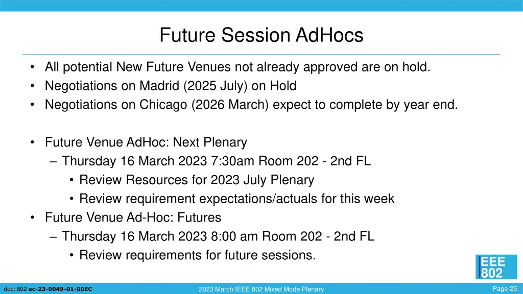 future session adhocs