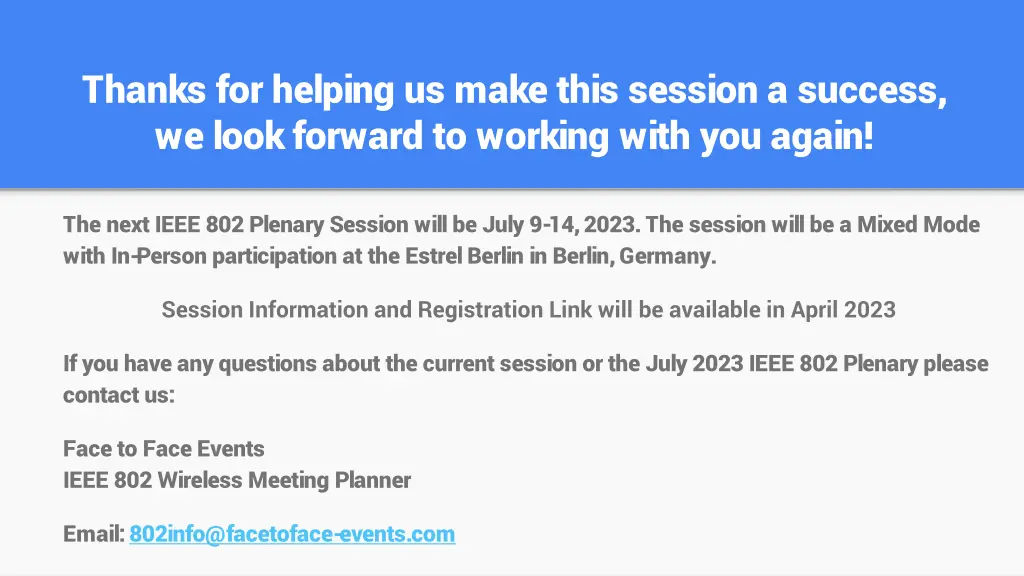thanks for helping us make this session a success