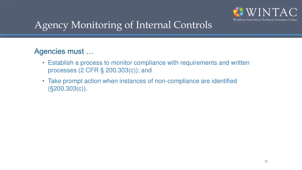 agency monitoring of internal controls