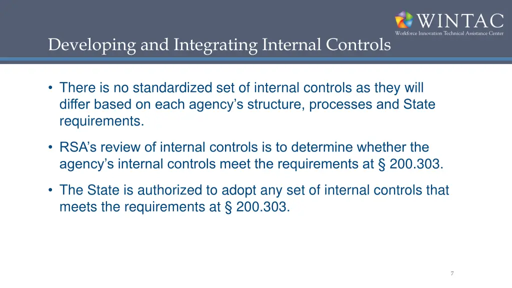 developing and integrating internal controls