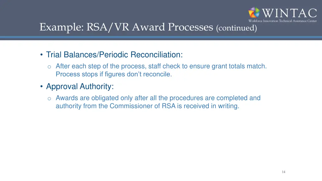 example rsa vr award processes continued