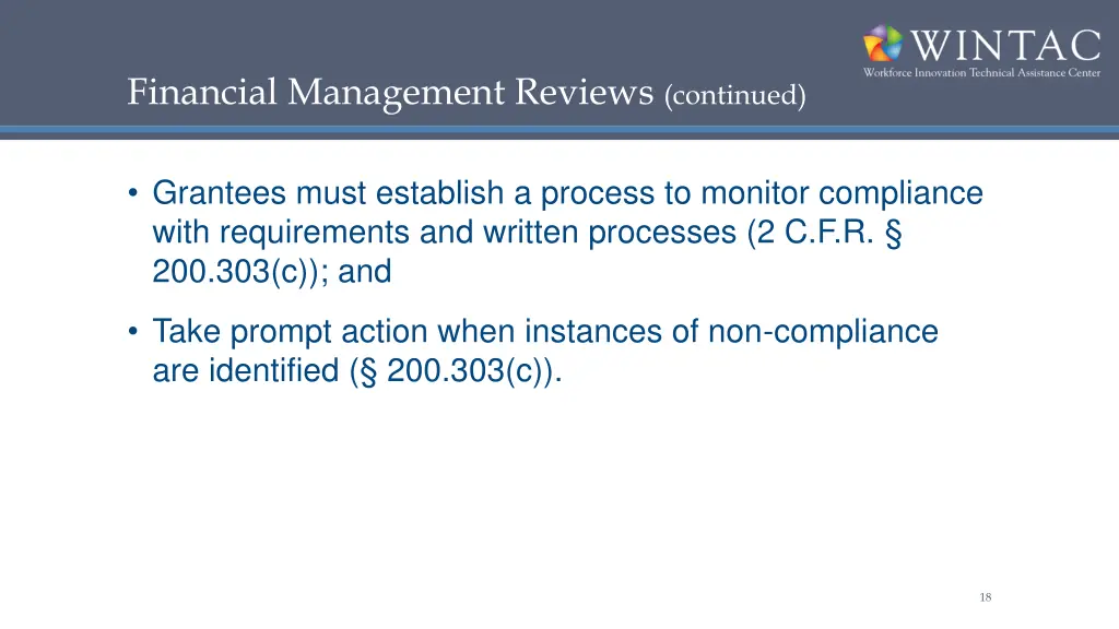 financial management reviews continued