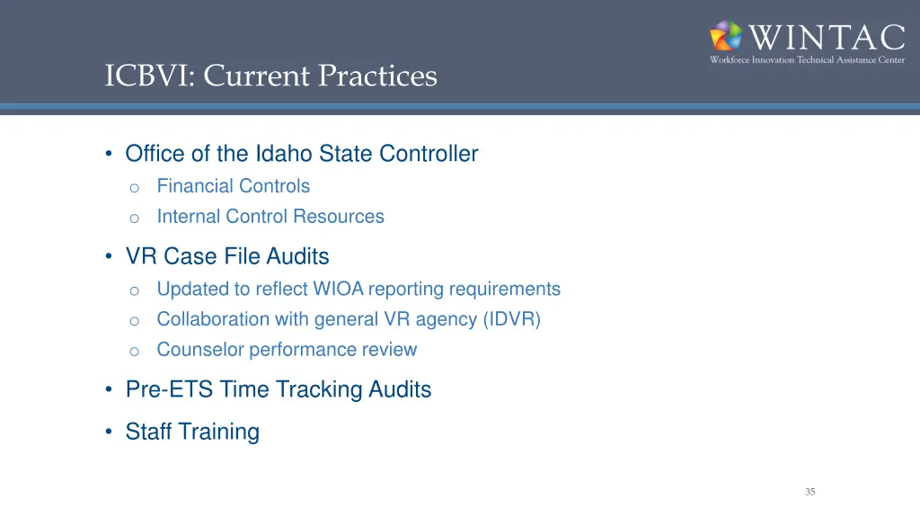 icbvi current practices