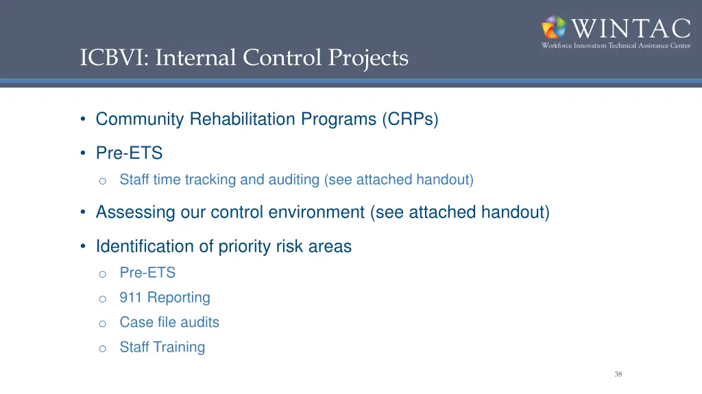 icbvi internal control projects