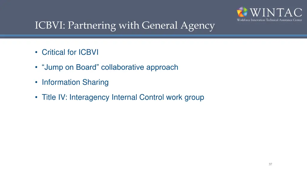 icbvi partnering with general agency