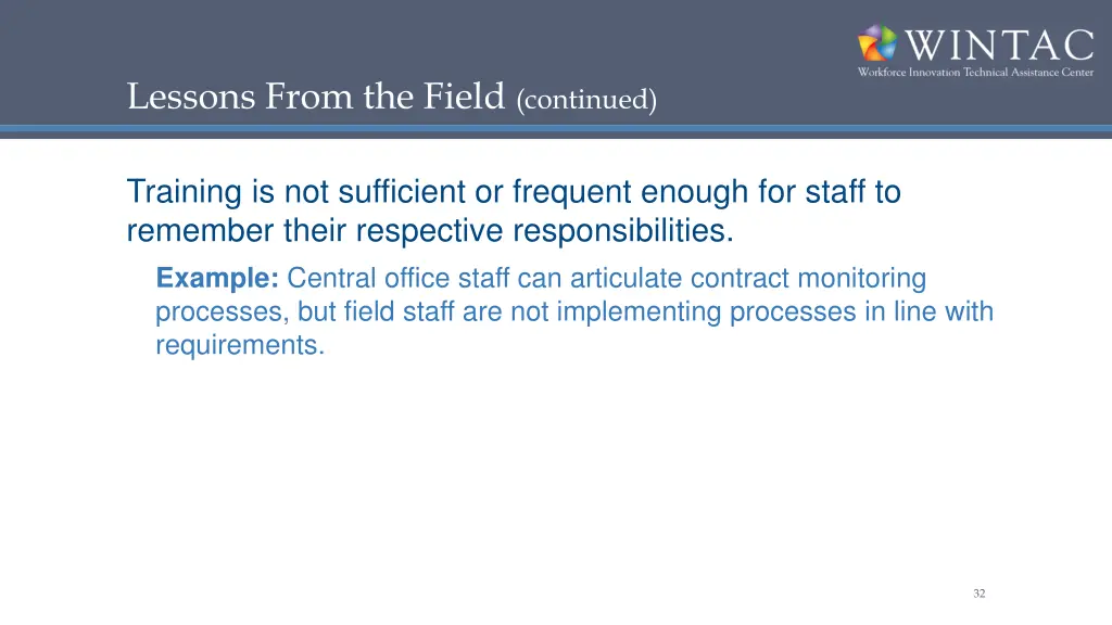 lessons from the field continued