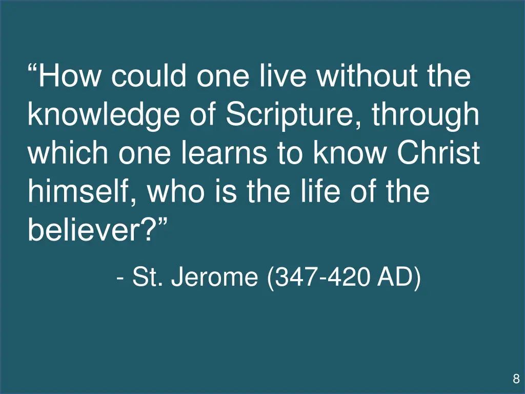 how could one live without the knowledge
