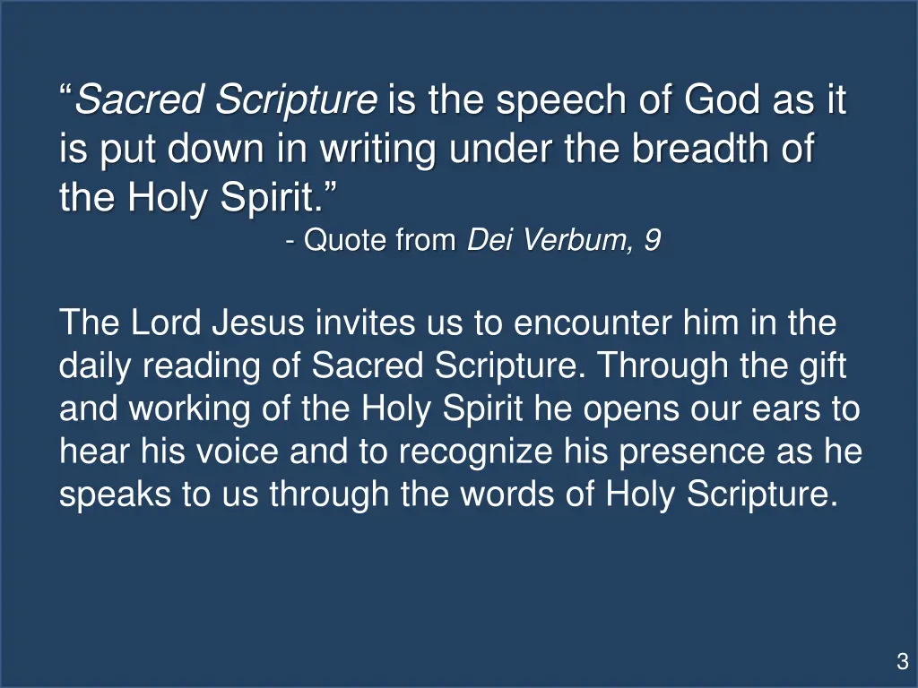 sacred scripture is the speech