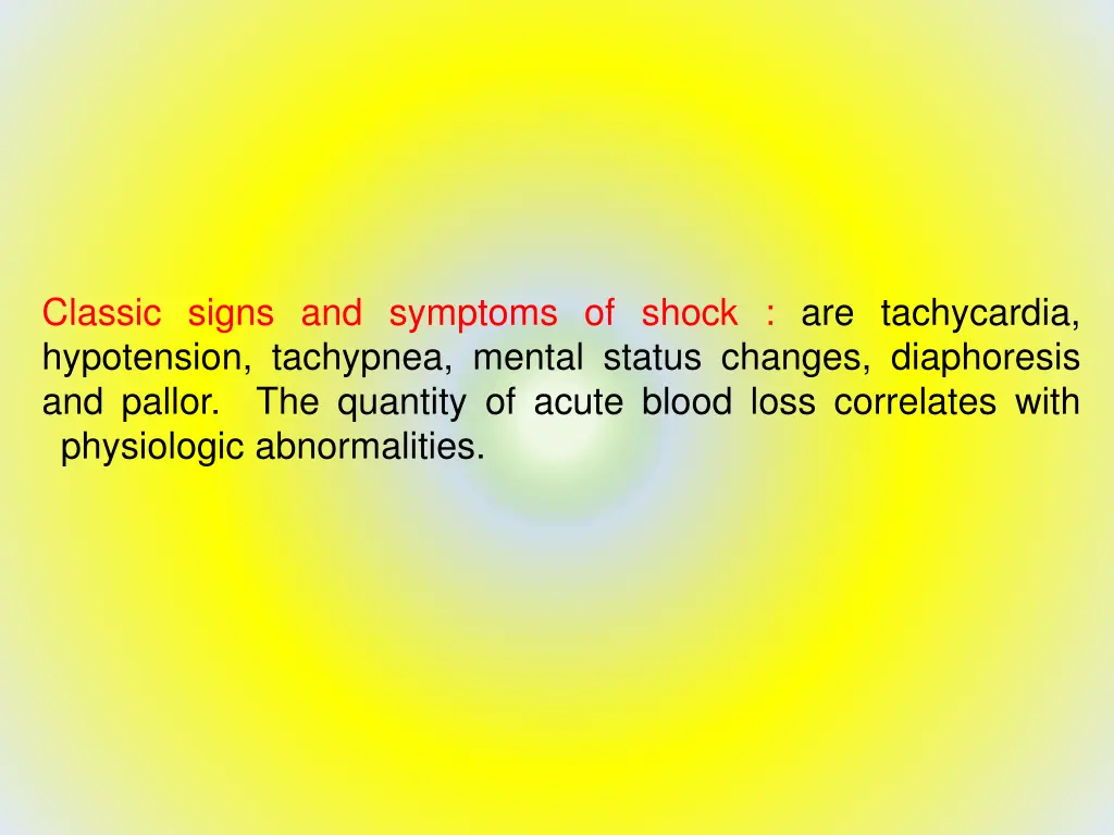 classic signs and symptoms of shock