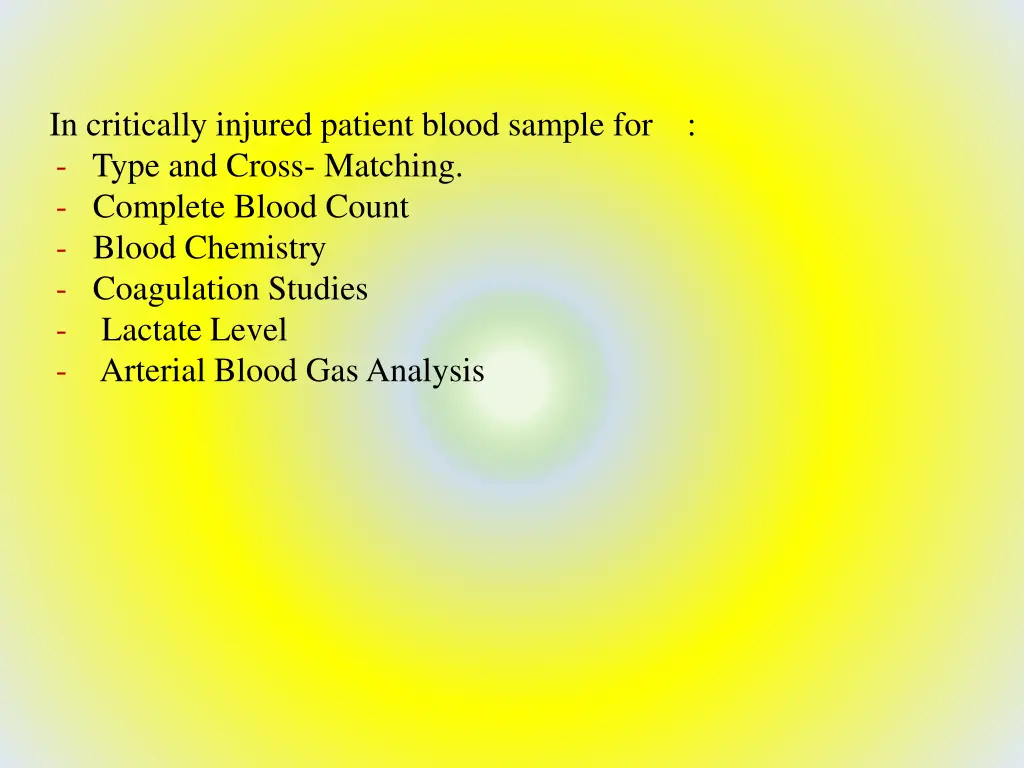 in critically injured patient blood sample