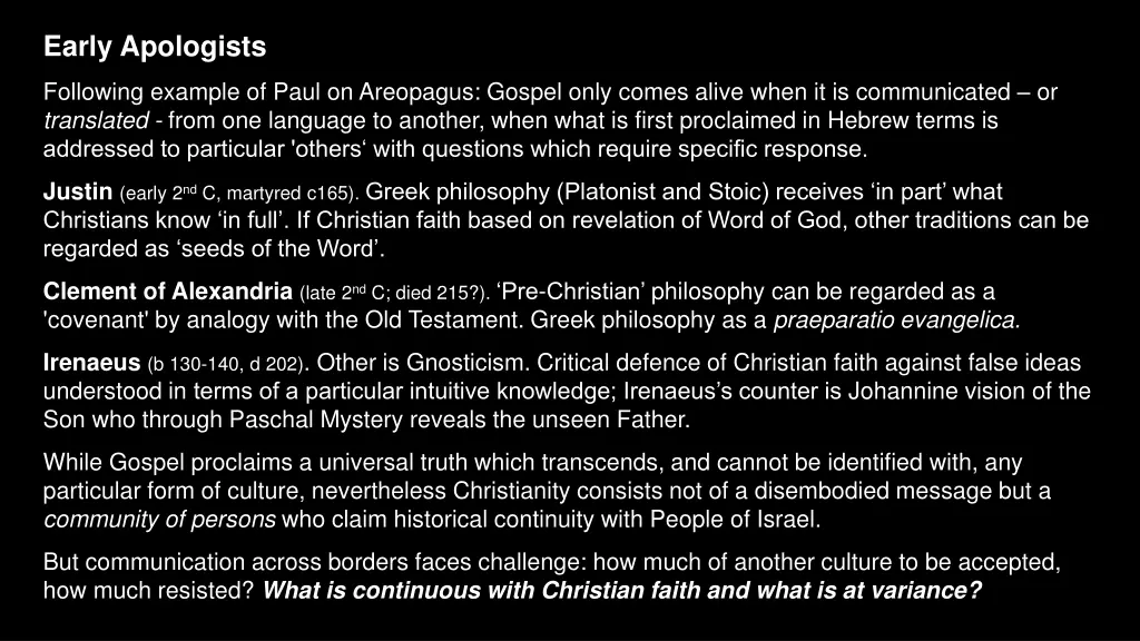 early apologists