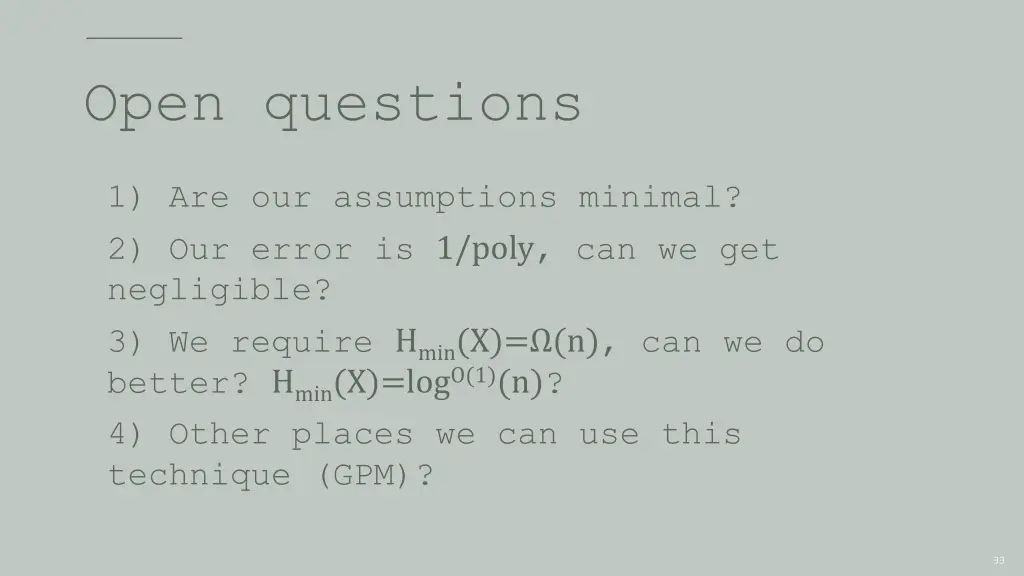 open questions