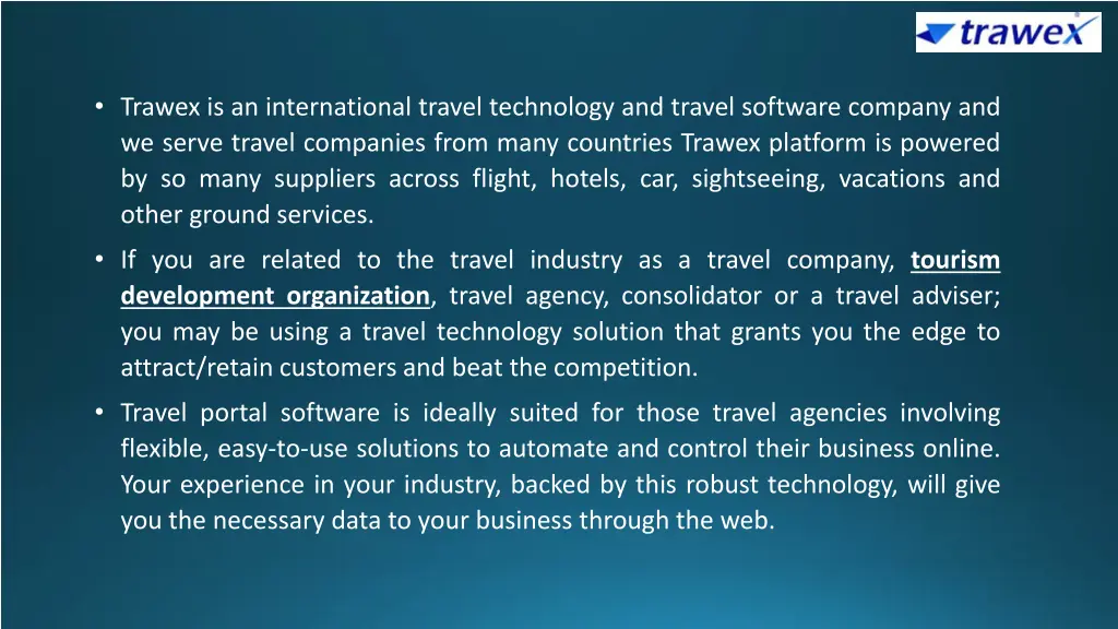 trawex is an international travel technology