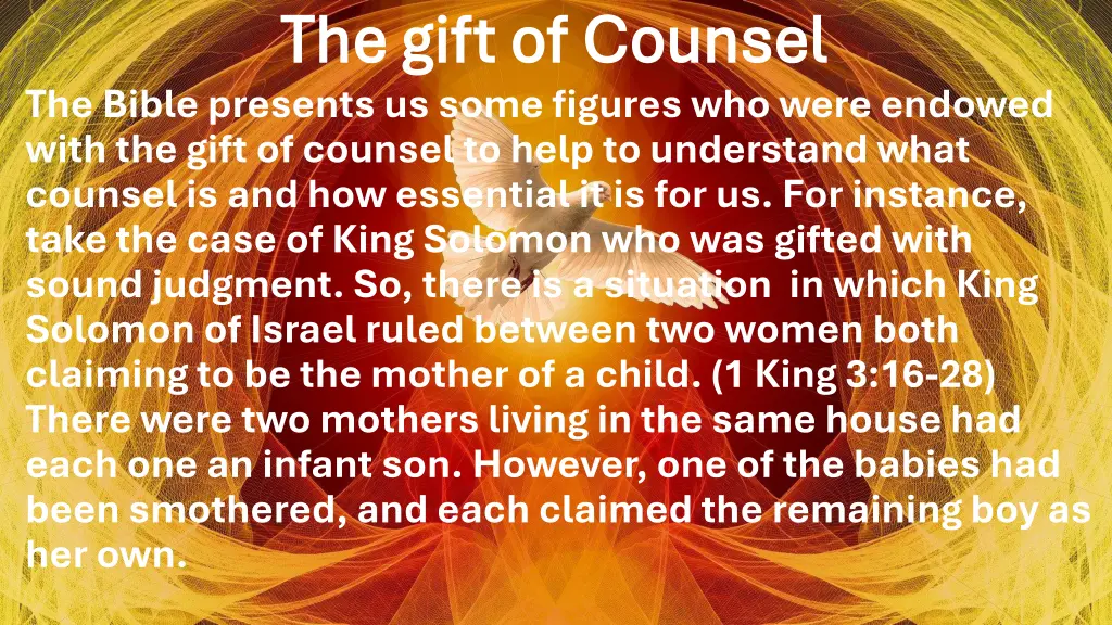the gift of counsel the gift of counsel the bible