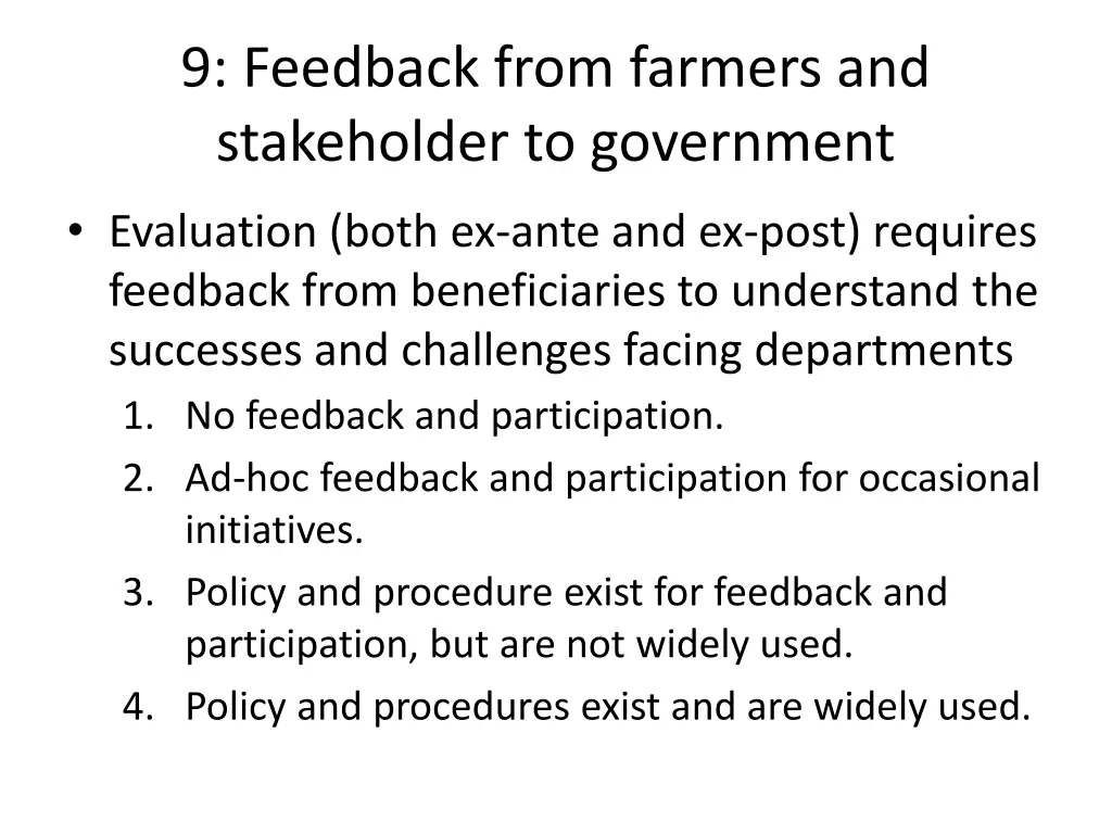 9 feedback from farmers and stakeholder