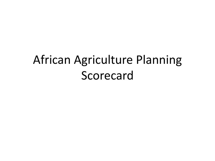 african agriculture planning scorecard