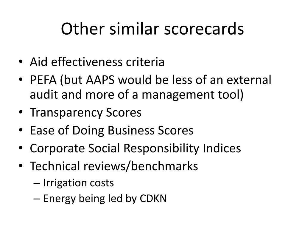 other similar scorecards