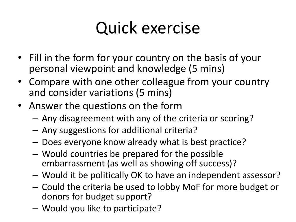 quick exercise