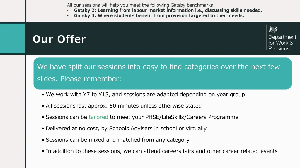 all our sessions will help you meet the following 1