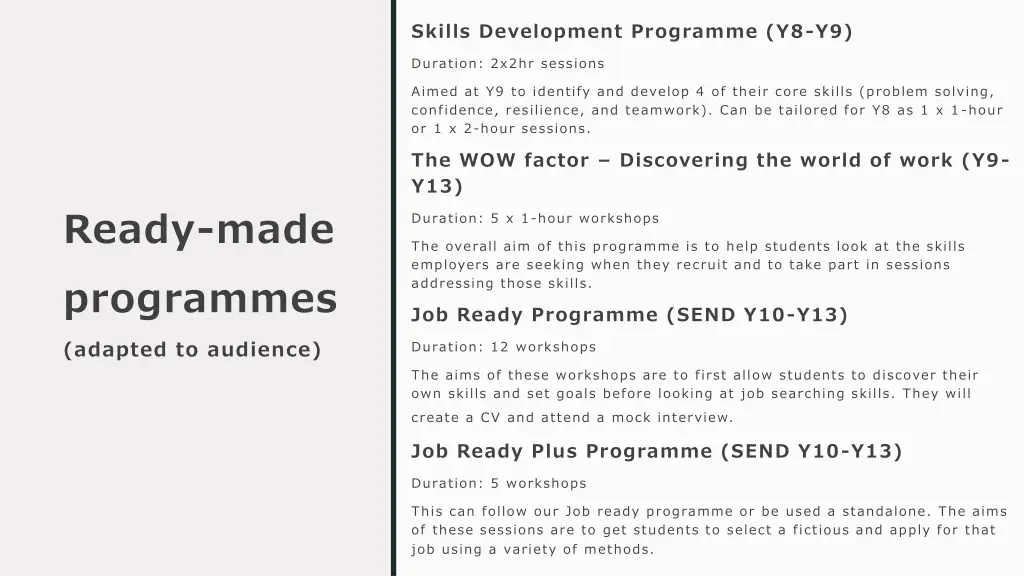 skills development programme y8 y9
