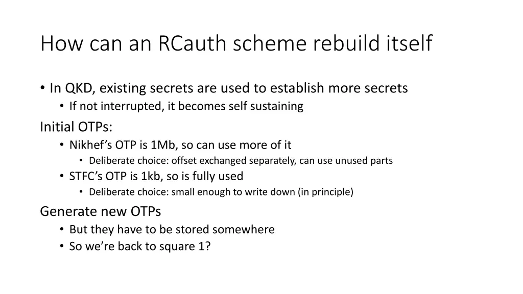 how can an rcauth scheme rebuild itself