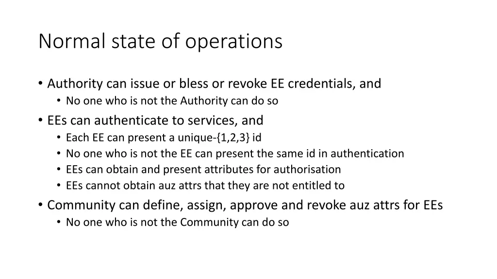 normal state of operations