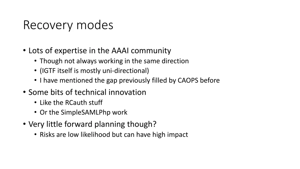 recovery modes