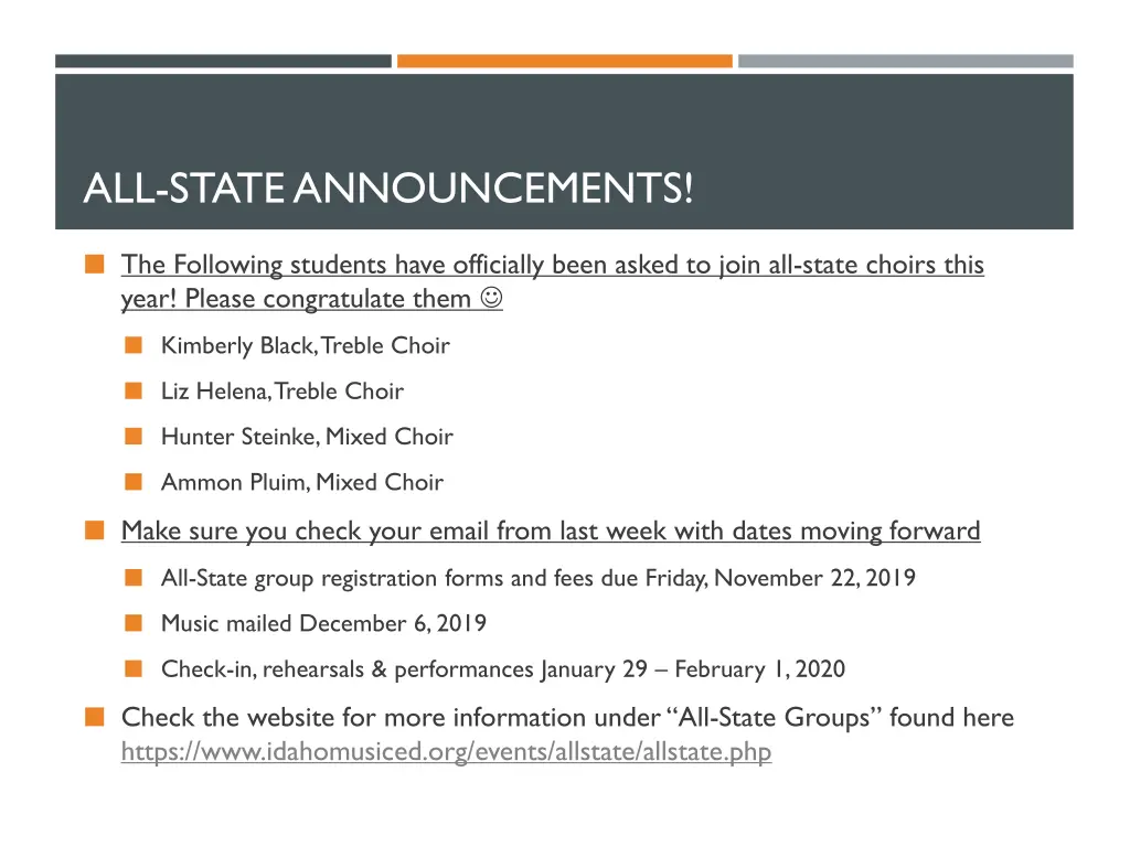 all state announcements