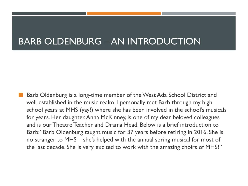 barb oldenburg an introduction