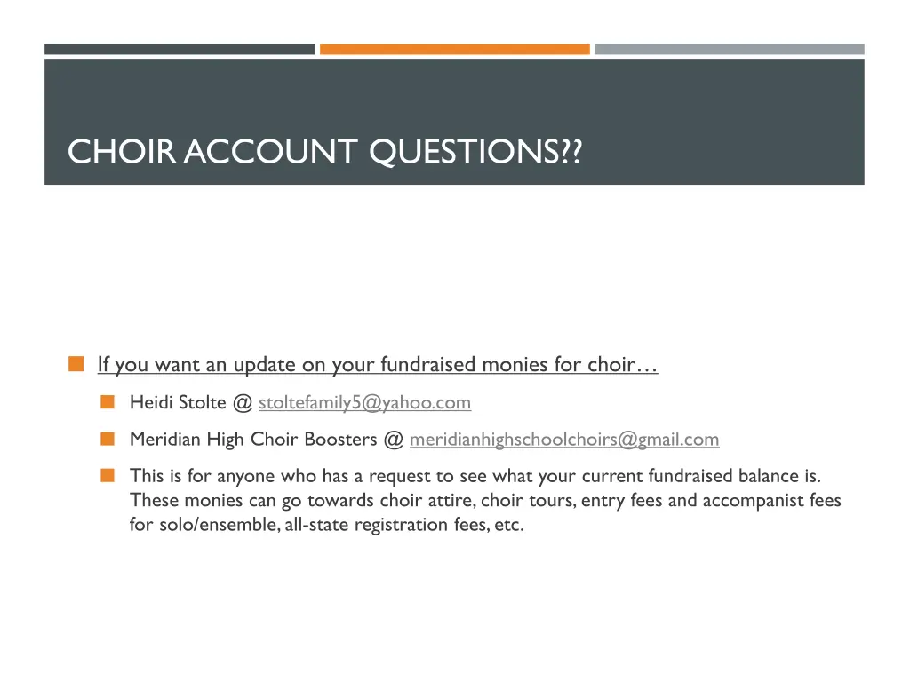 choir account questions