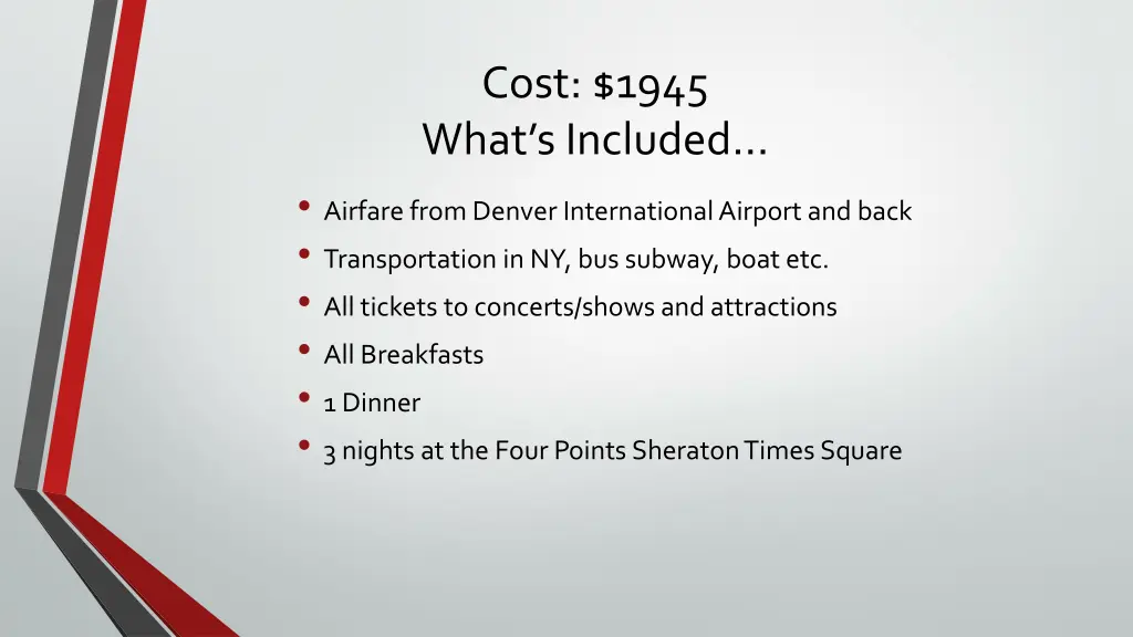 cost 1945 what s included airfare from denver