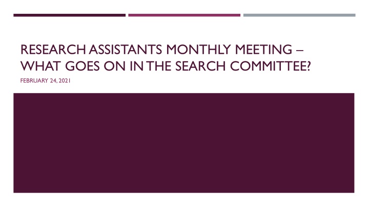research assistants monthly meeting what goes