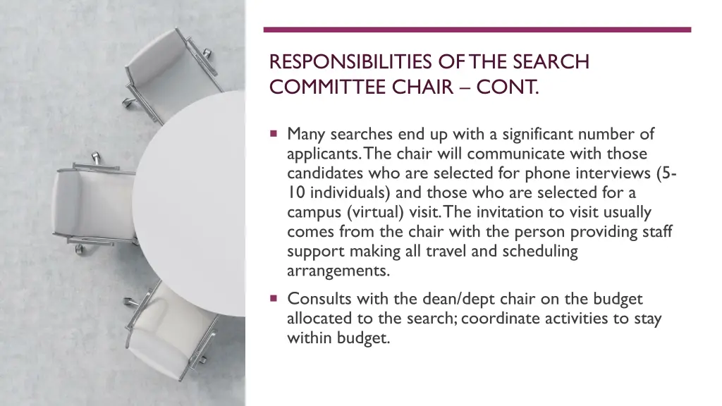 responsibilities of the search committee chair