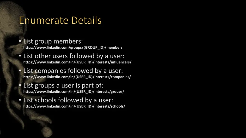 enumerate details