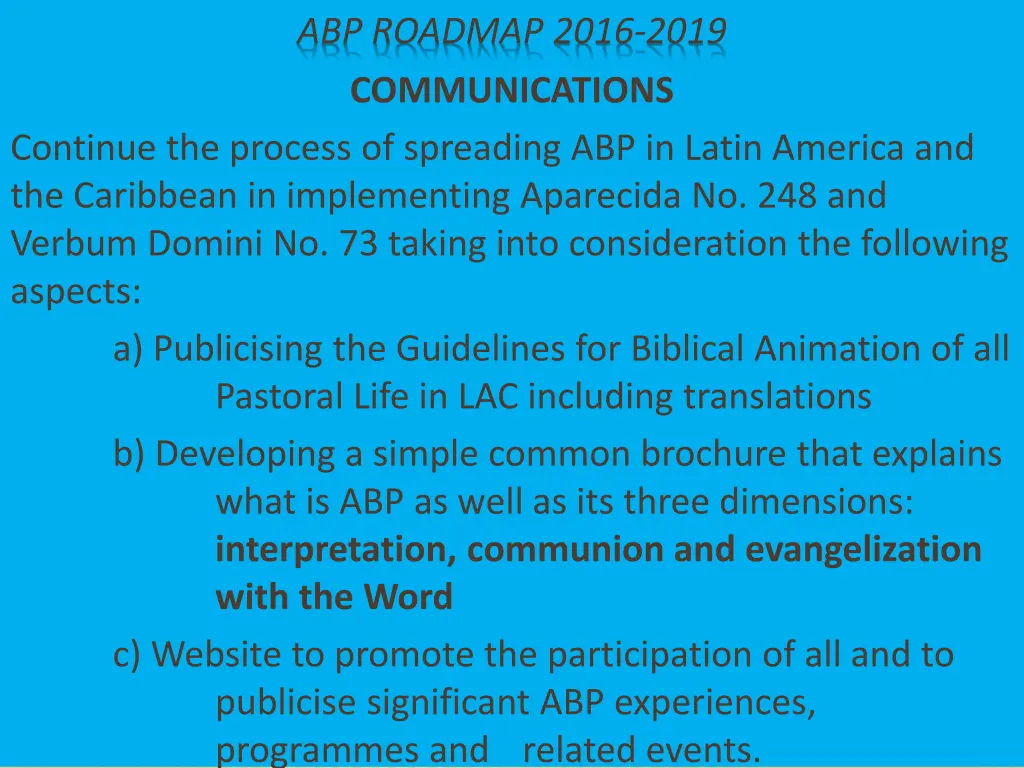 abp roadmap 2016 2019 communications