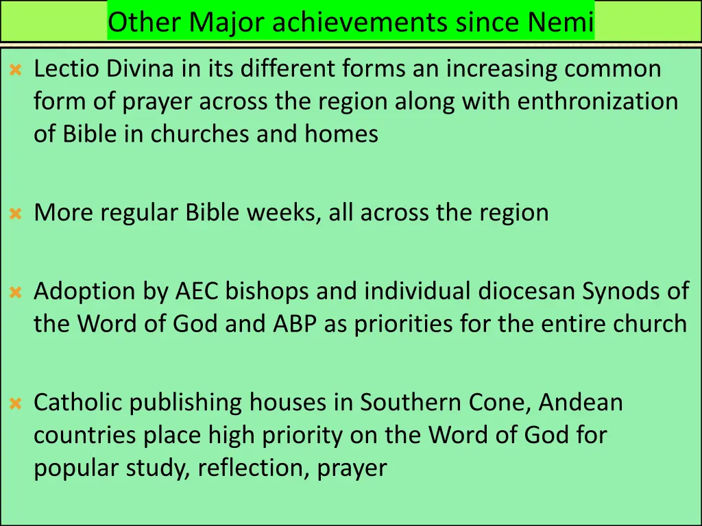 other major achievements since nemi 1