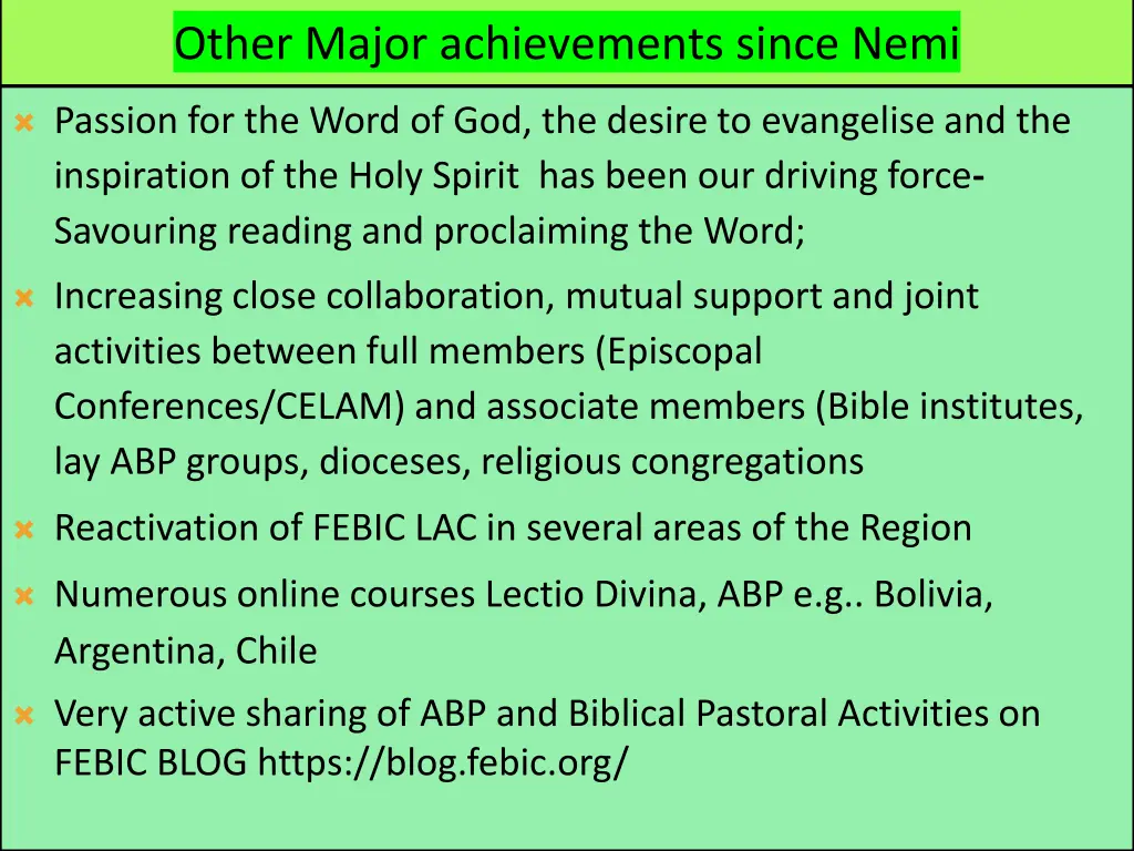 other major achievements since nemi