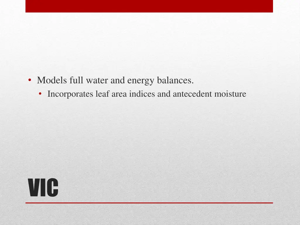 models full water and energy balances