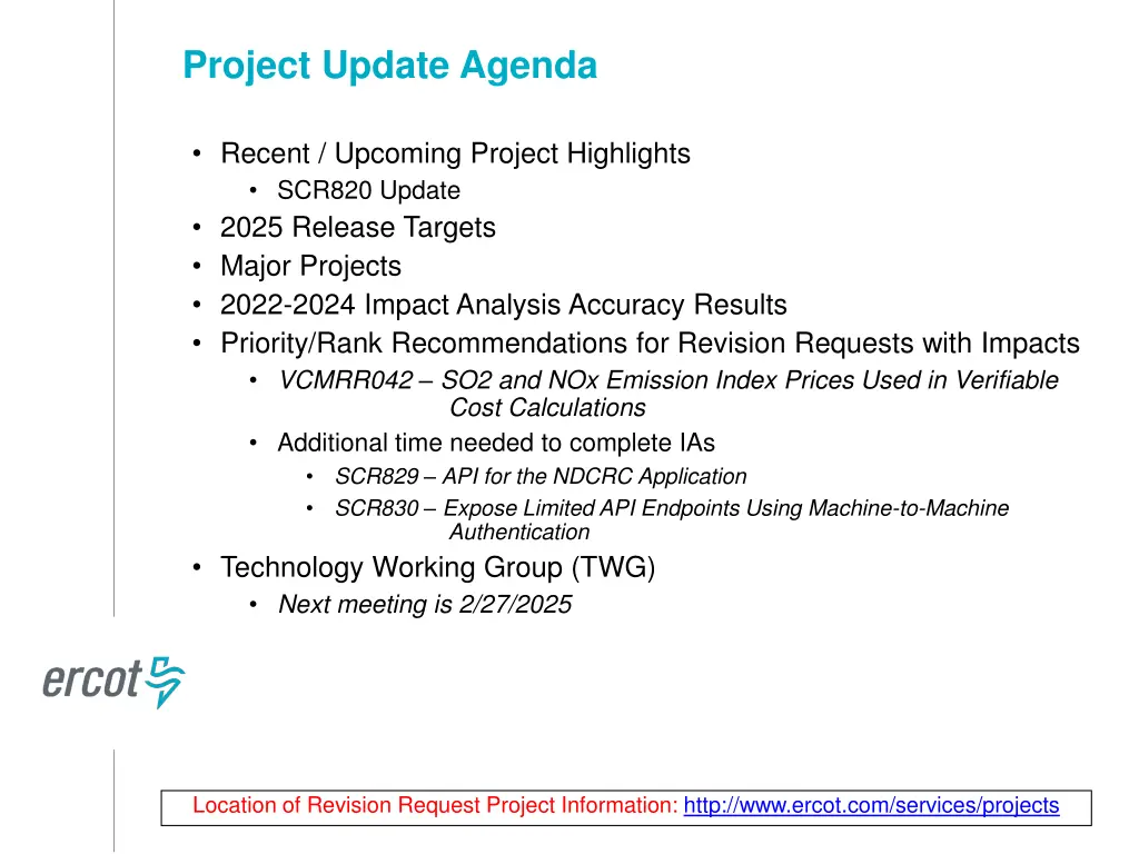project update agenda