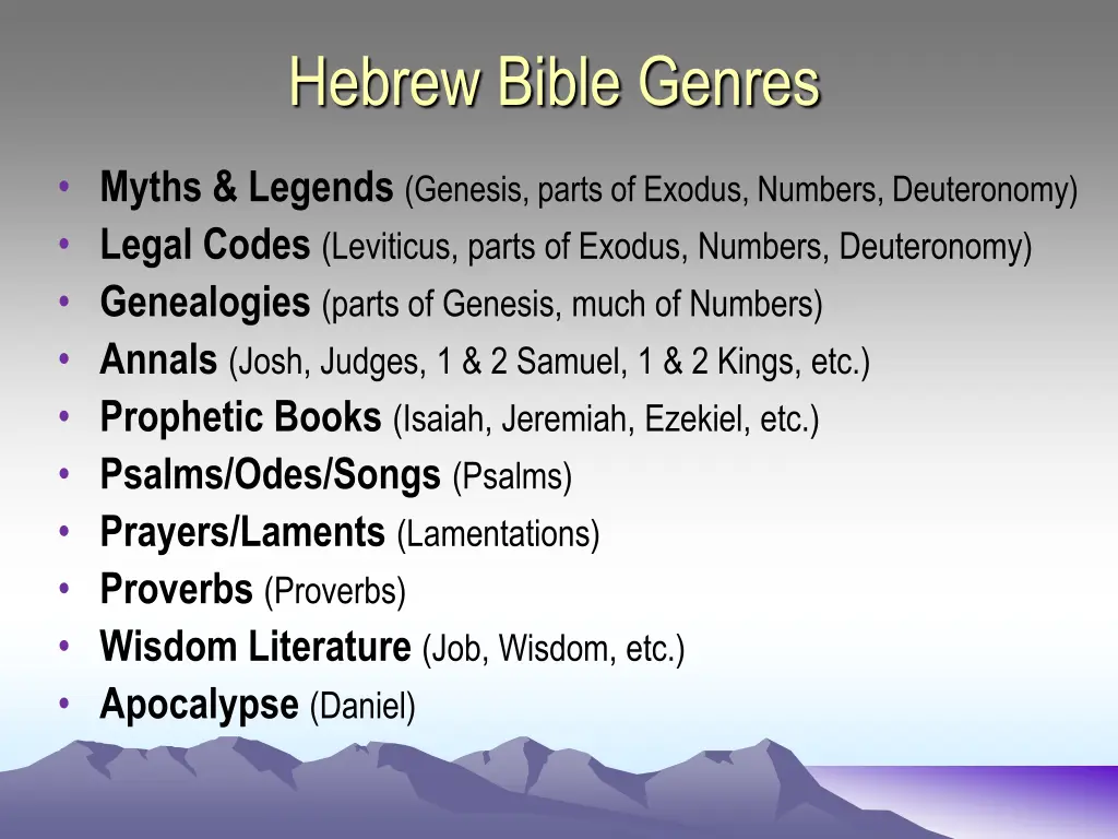 hebrew bible genres