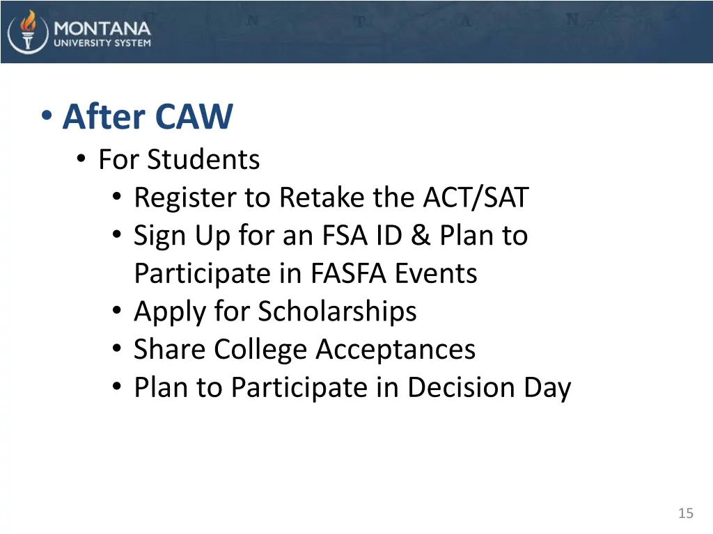 after caw for students register to retake