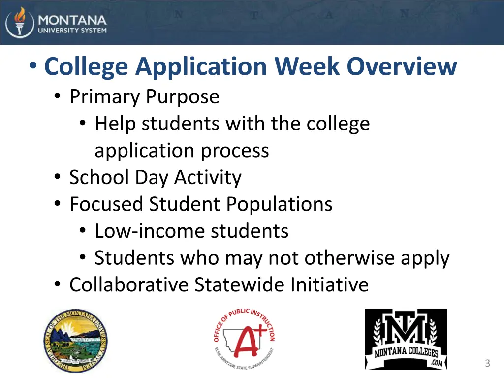 college application week overview primary purpose