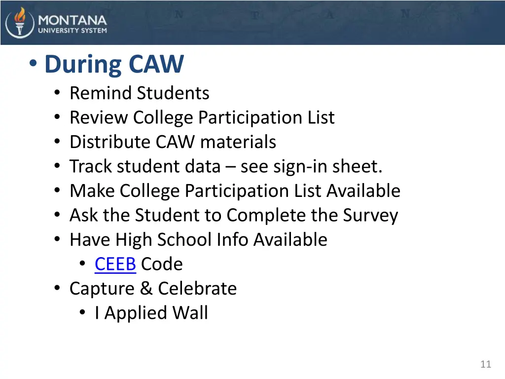 during caw remind students review college