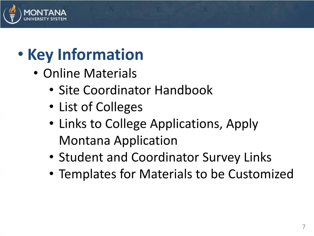 key information online materials site coordinator