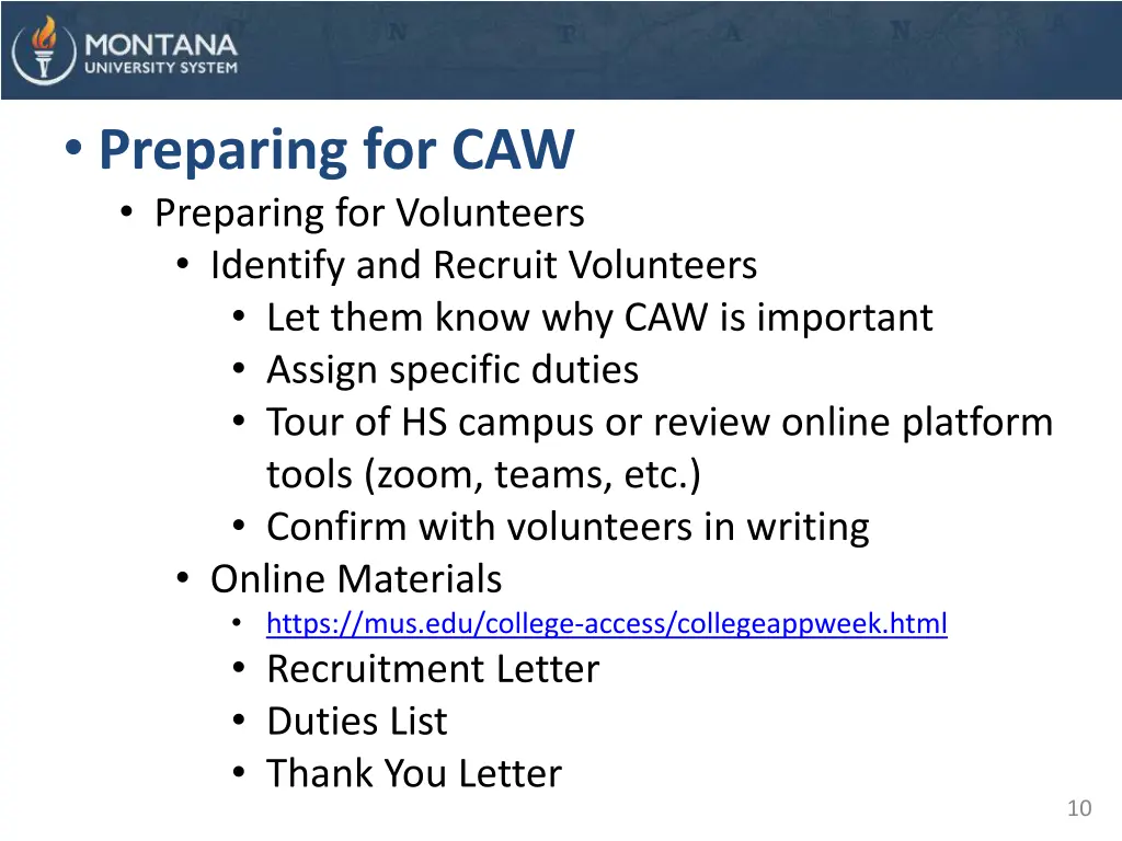 preparing for caw preparing for volunteers