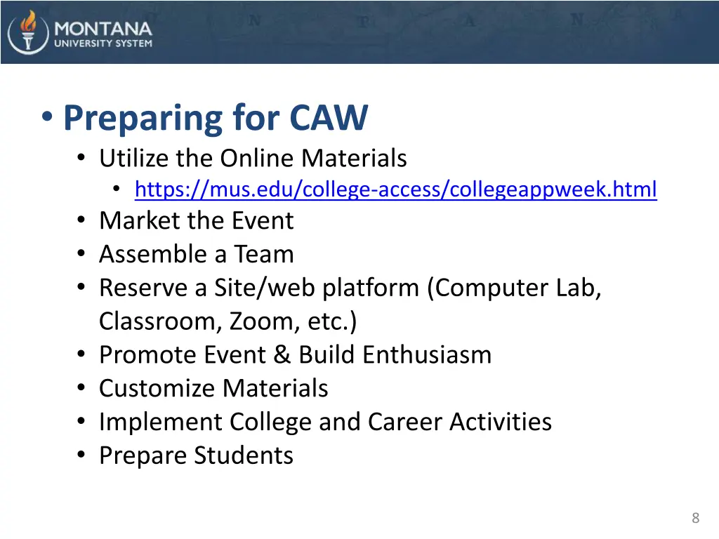 preparing for caw utilize the online materials