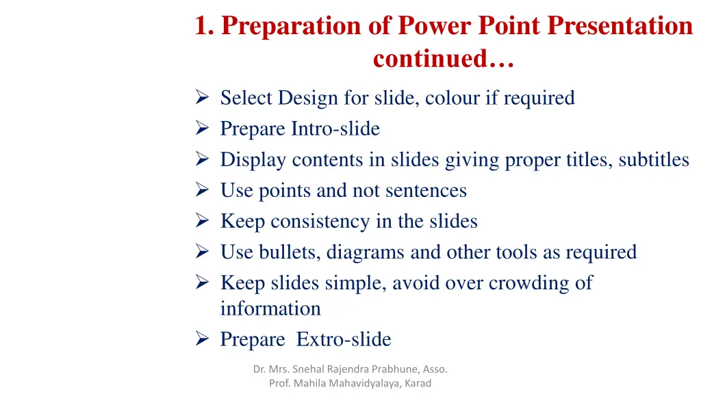 1 preparation of power point presentation