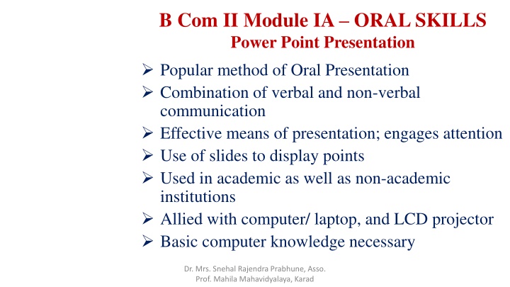 b com ii module ia oral skills power point