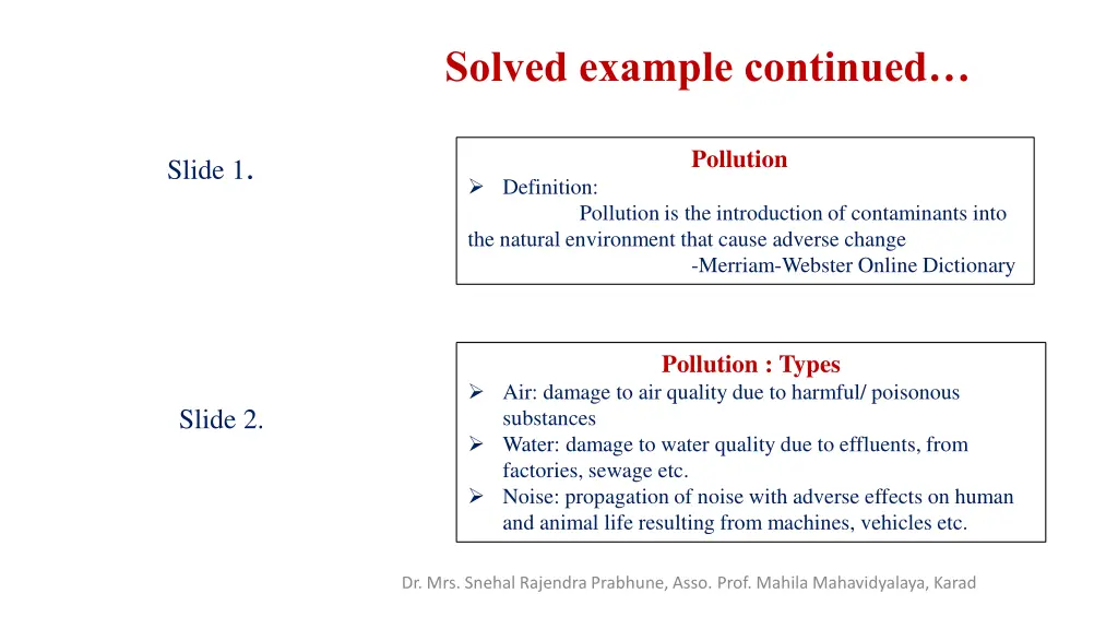 solved example continued